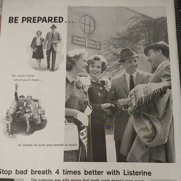 Listerine "Be Prepared Never‎ Know Who You'll Meet" - Vtg 1961 B&W PRINT AD - Picture 9 of 10